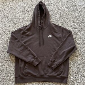 Nike Brown Pullover Hoodie with White Swoosh